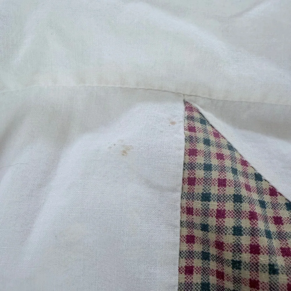 Vintage Quilted Star Patchwork Pillow Shams Set of 2 Floral Gingham Farmhouse